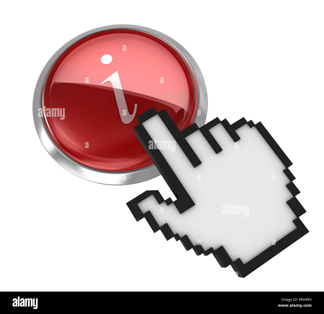 Information icon and hand cursor , This is a computer generated and 3d rendered image. Stock Photo