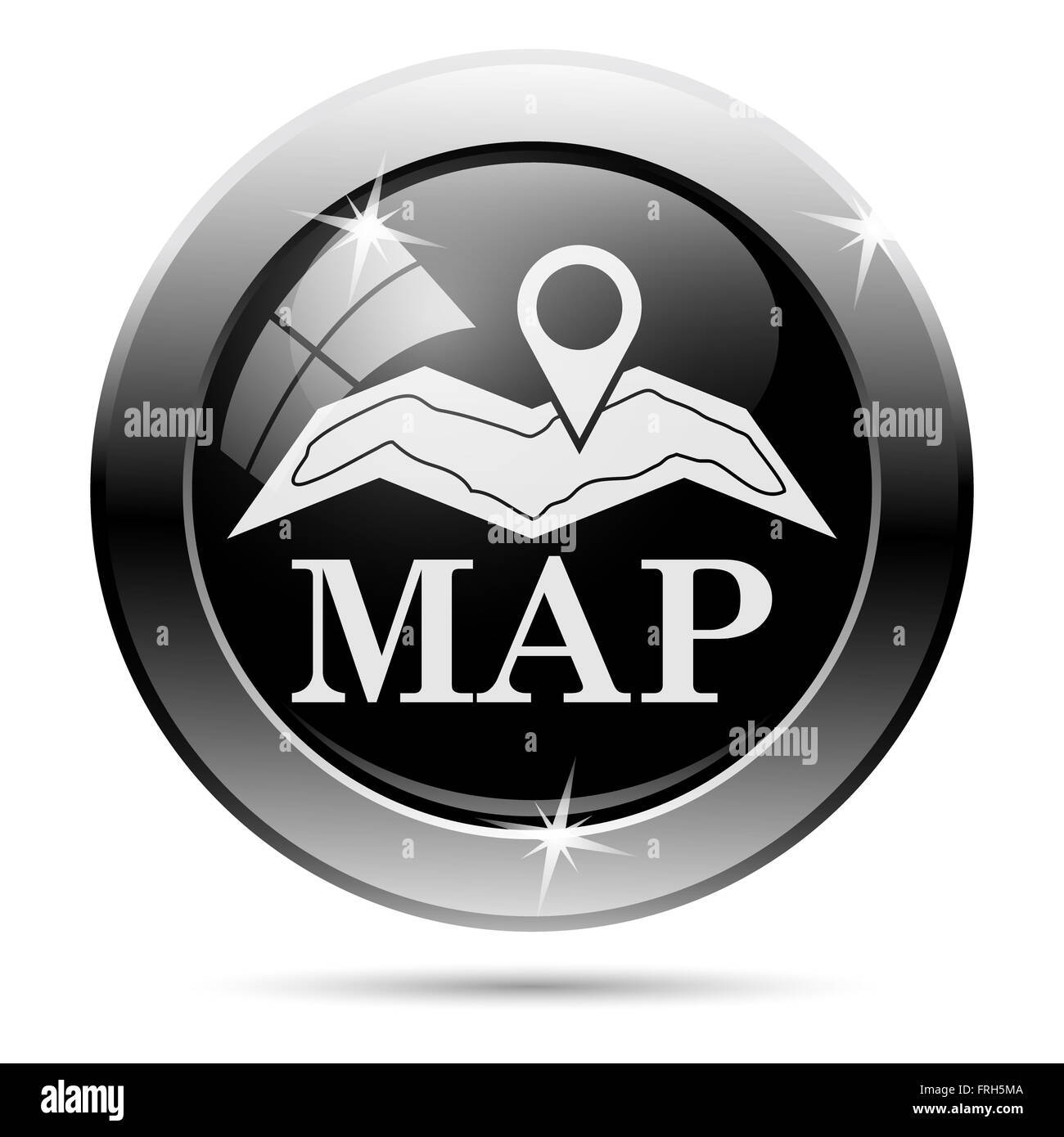 Map icon. Metallic internet button on white background Stock Photo - Alamy