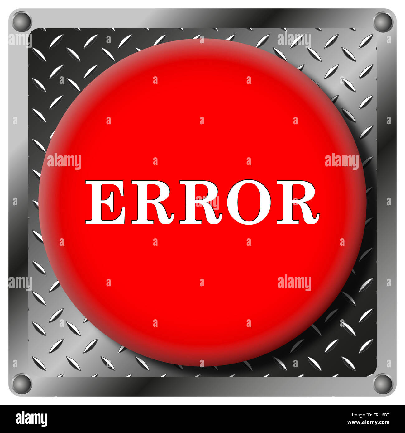 Square icon with white design on red plastic and metallic background ...