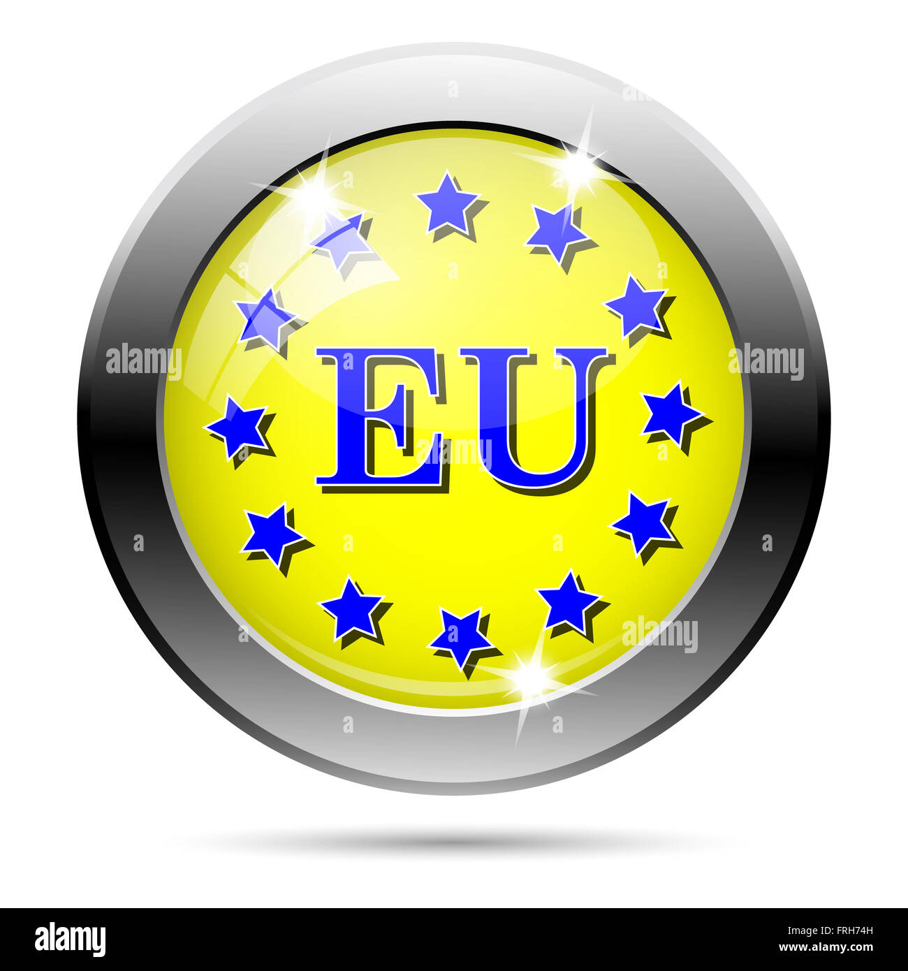Metallic round glossy icon with black design on yellow background Stock ...