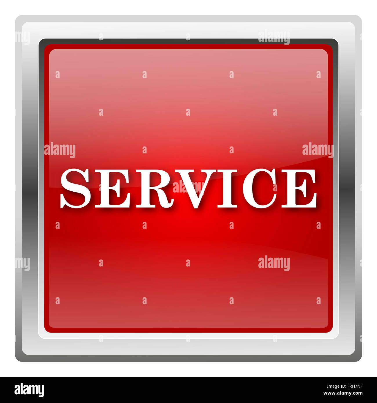 Metallic icon with white design on red background Stock Photo - Alamy