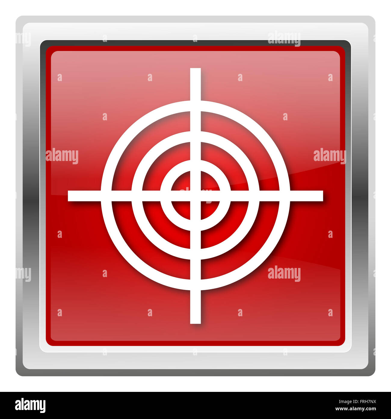 Metallic icon with white design on red background Stock Photo - Alamy