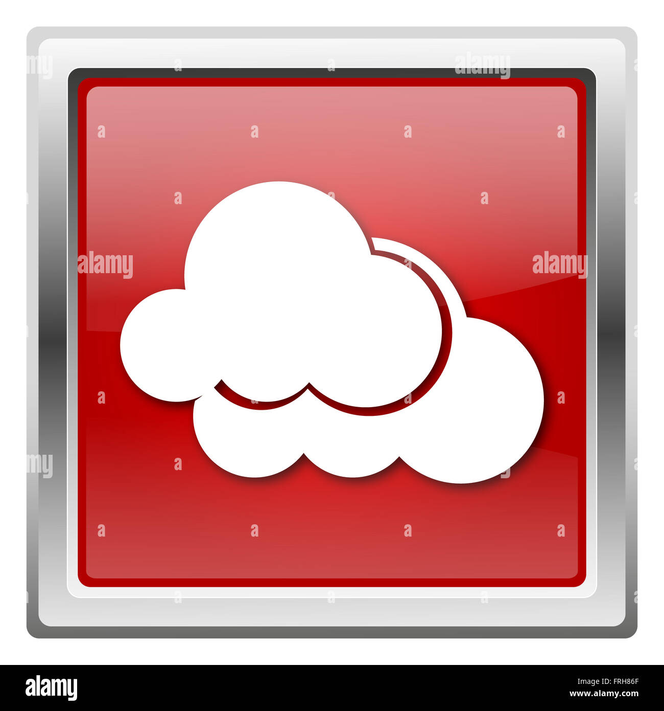 Metallic icon with white design on red background Stock Photo - Alamy