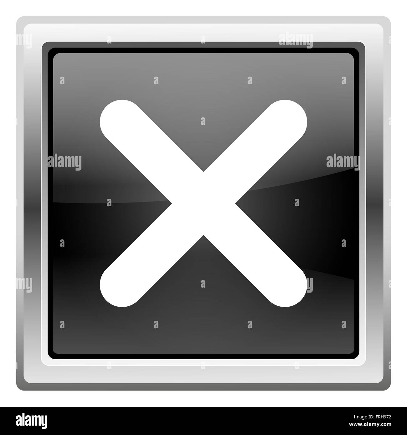 Metallic icon with white design on black background Stock Photo