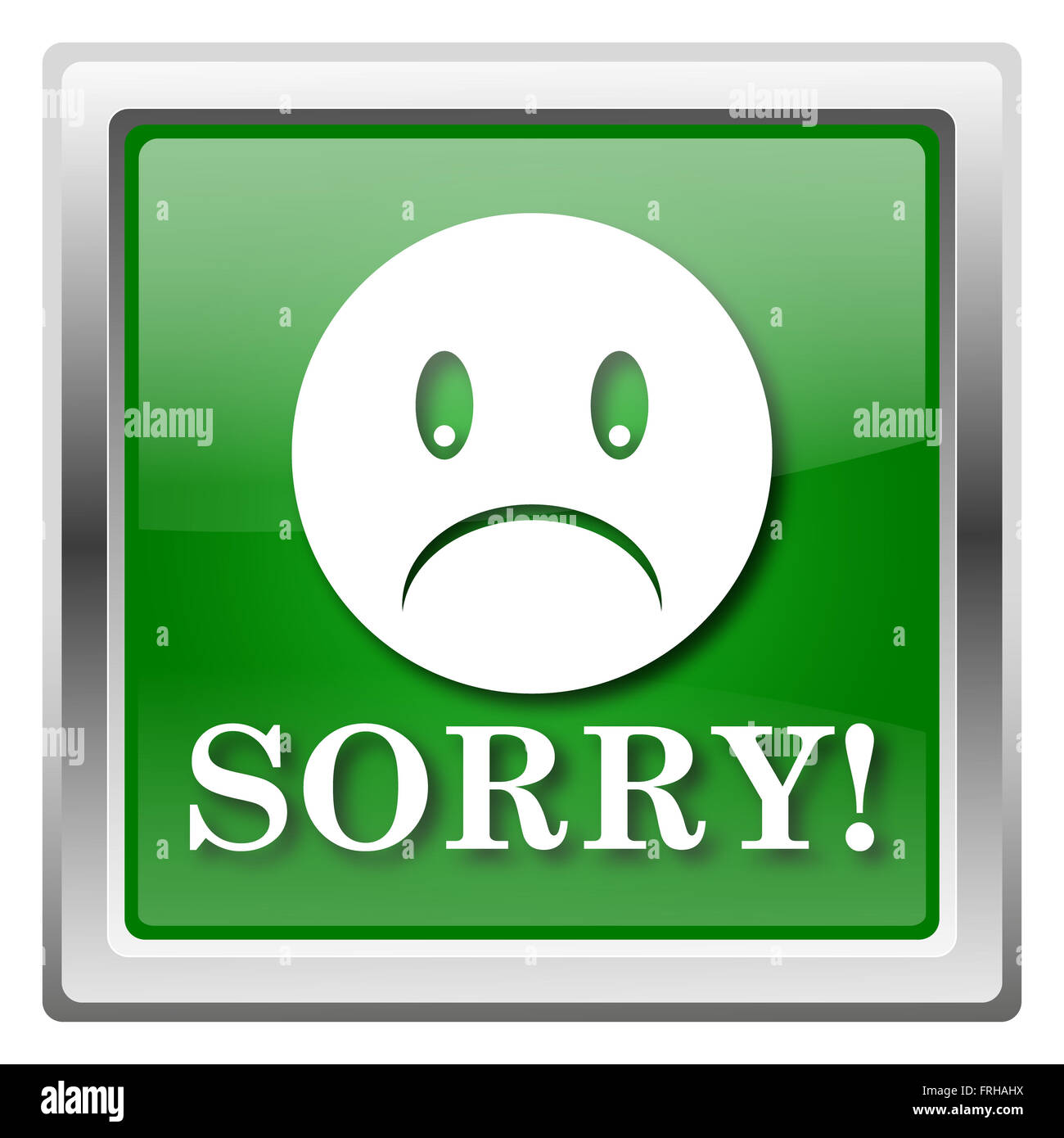 Metallic icon with white design on green background Stock Photo - Alamy