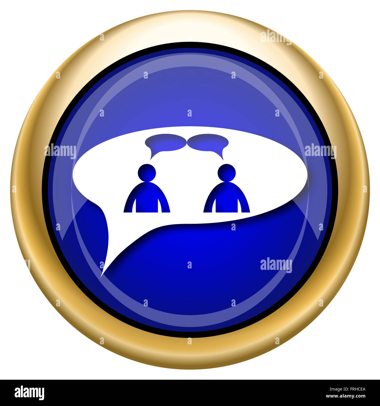 Shiny glossy icon with white design on blue and gold background Stock ...