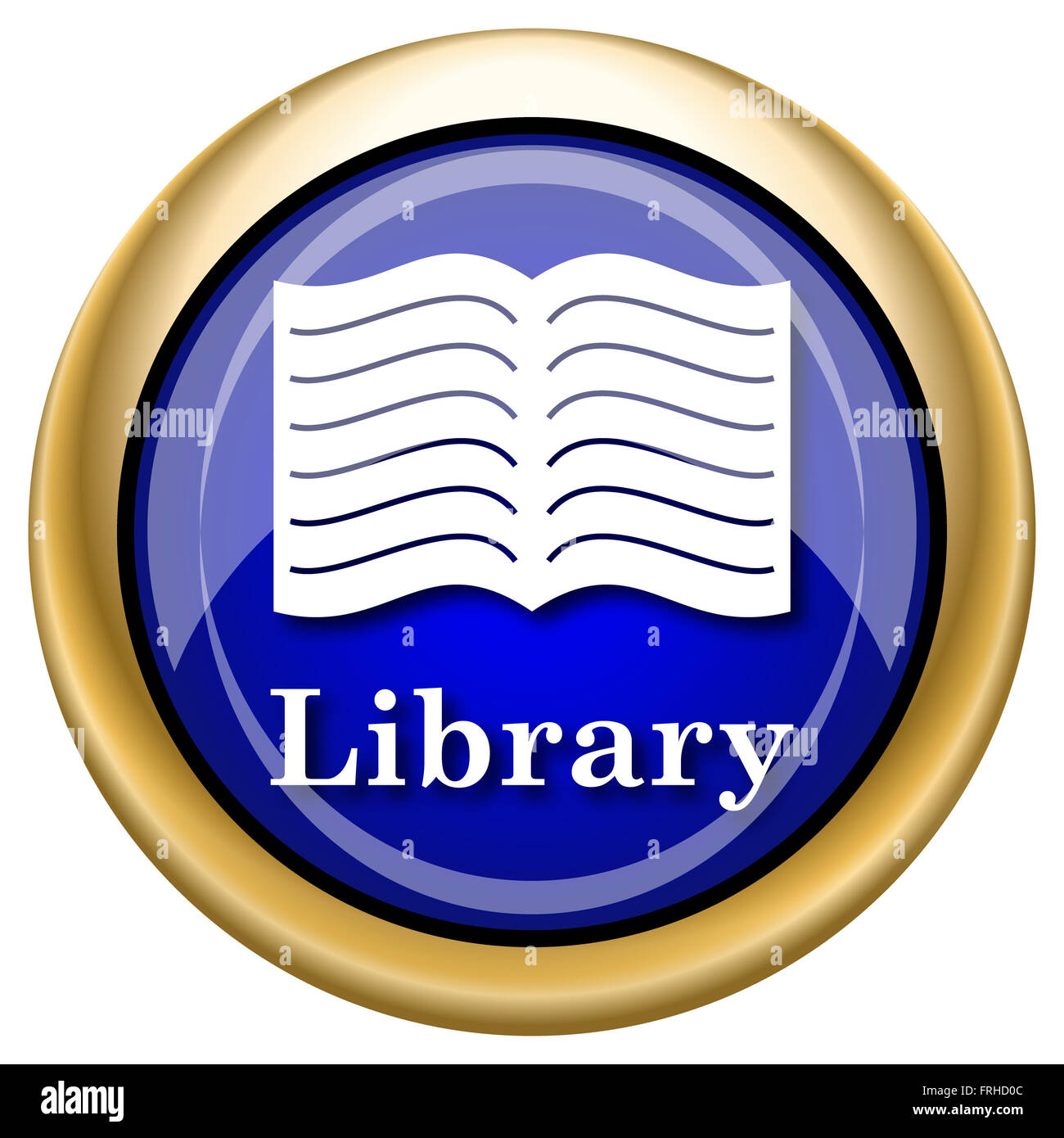 Blue shiny glossy icon on white background Stock Photo - Alamy