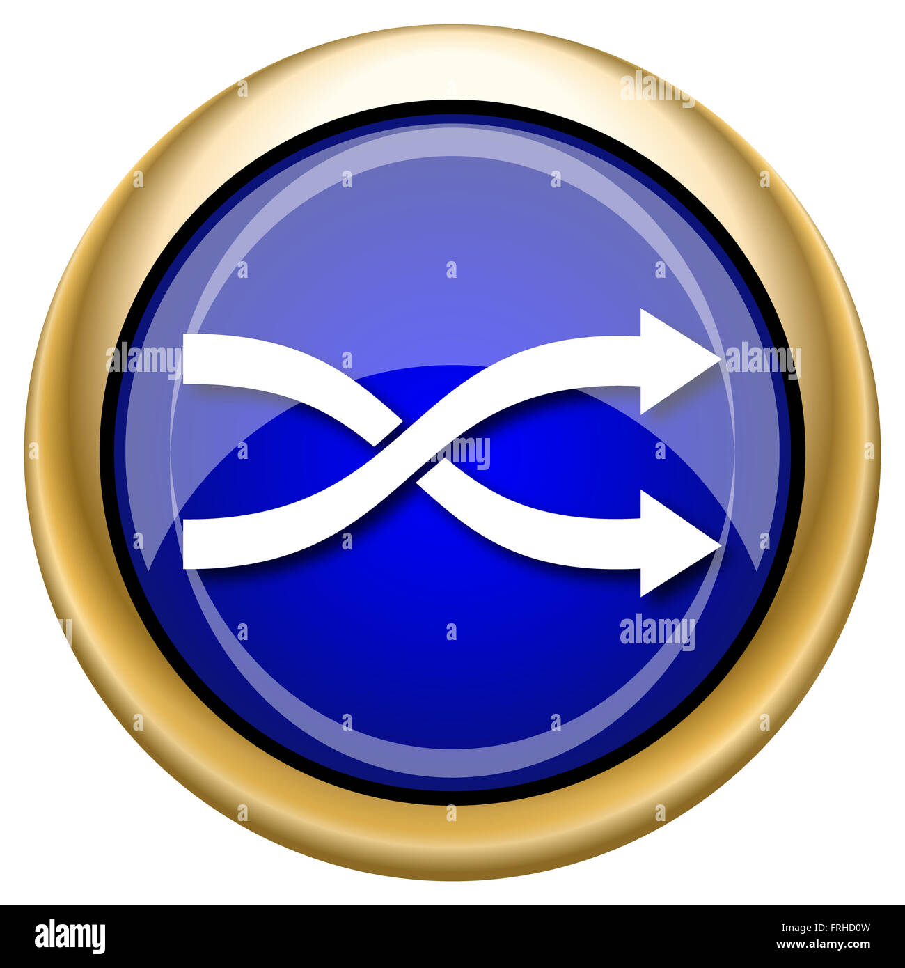 Blue shiny glossy icon on white background Stock Photo - Alamy