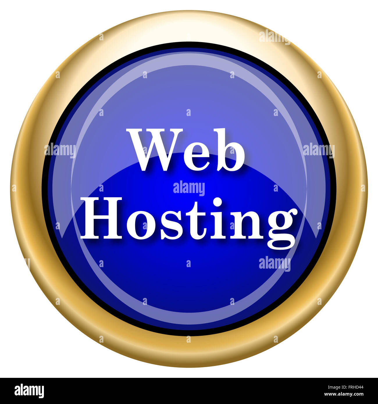 Blue shiny glossy icon on white background Stock Photo - Alamy