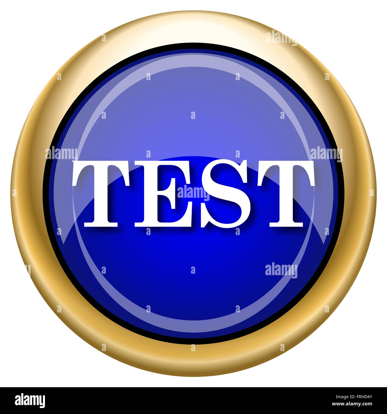 Blue shiny glossy icon on white background Stock Photo - Alamy
