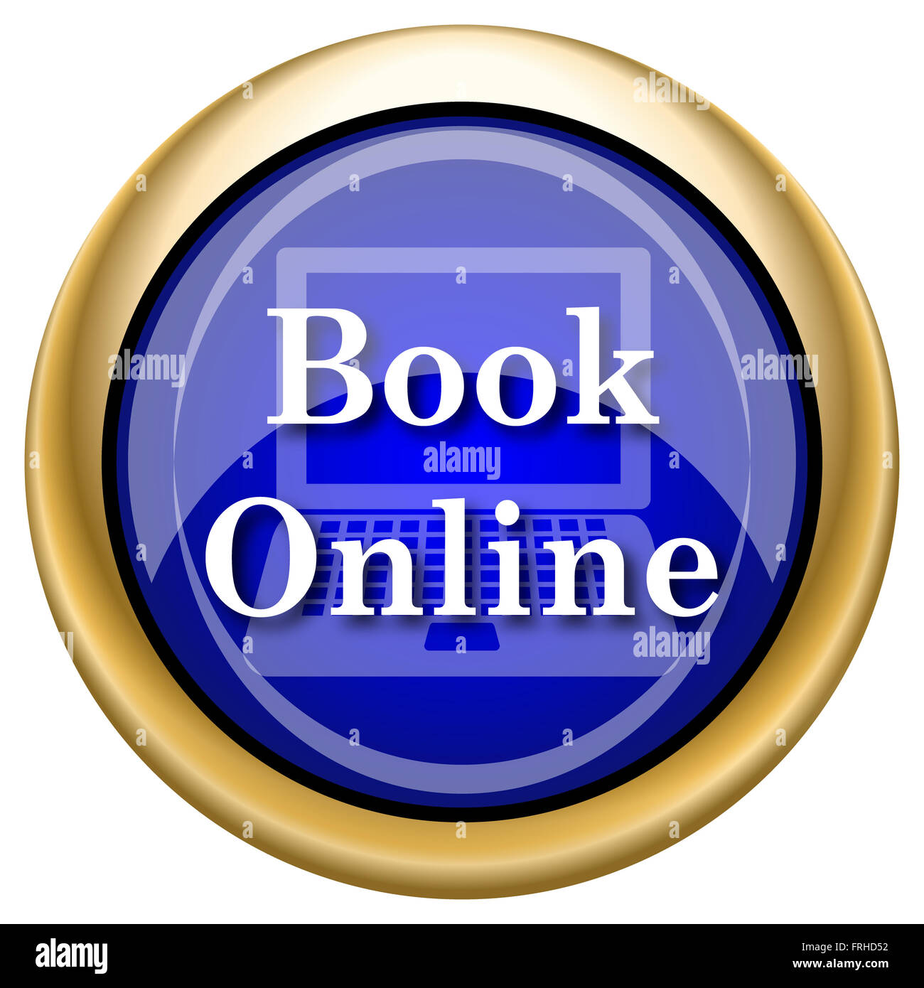 Blue shiny glossy icon on white background Stock Photo - Alamy