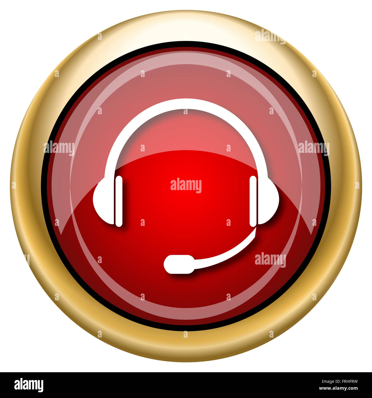 Red shiny glossy icon on white background Stock Photo - Alamy