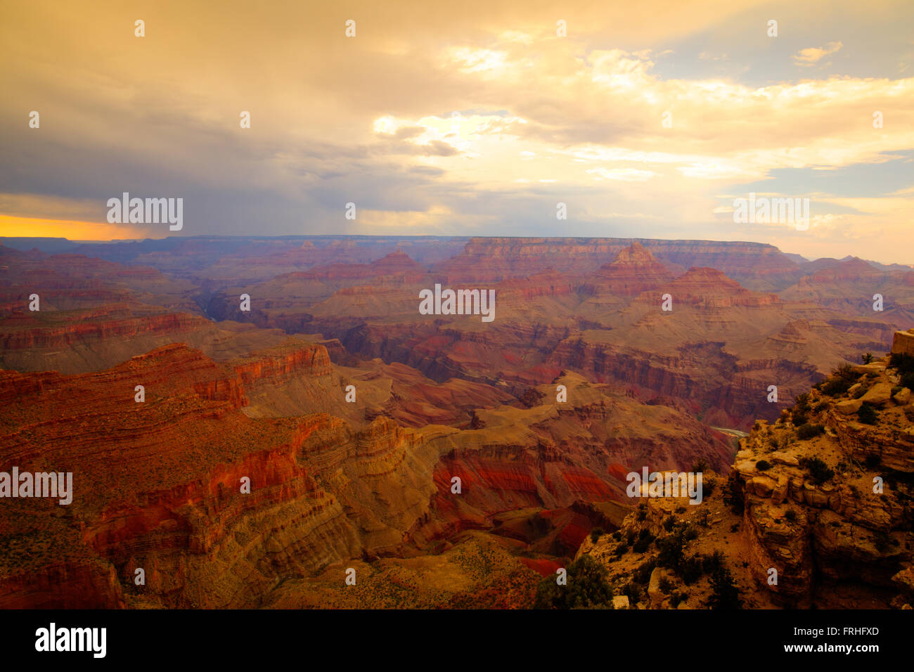 Famous Grand Canyon after heavy storm at sunset - HDR Image Stock Photo ...
