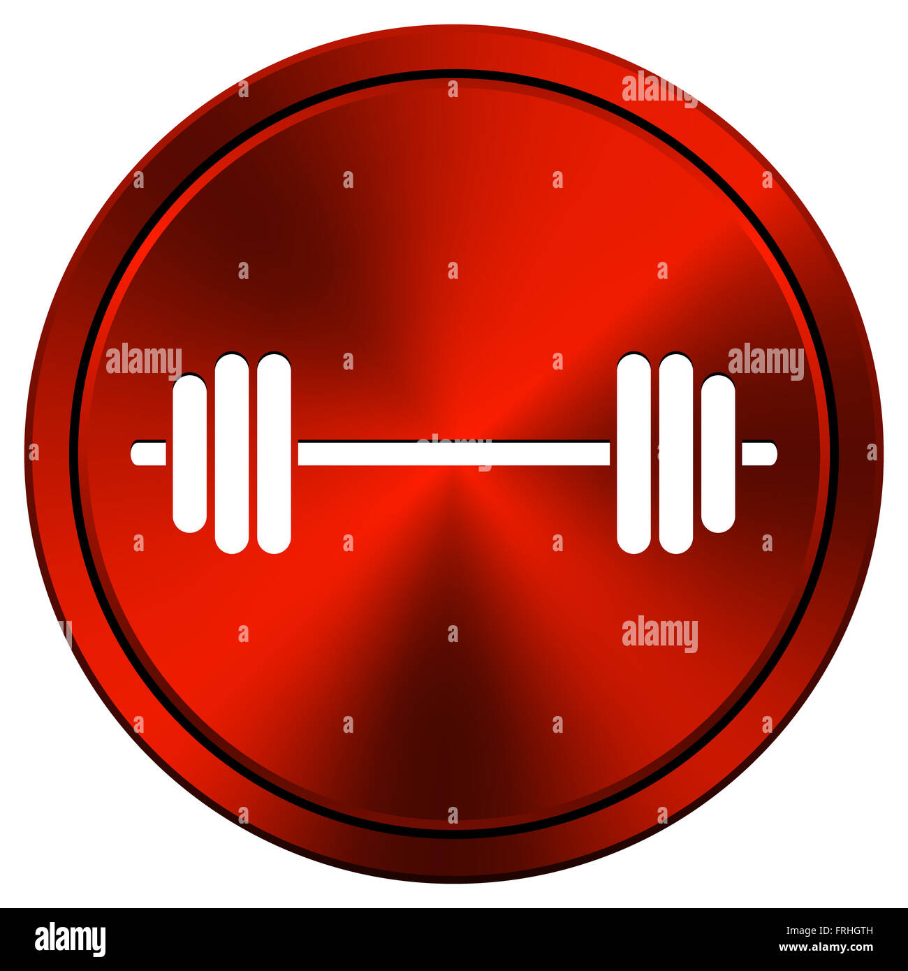 Red metallic round icon on white background Stock Photo - Alamy