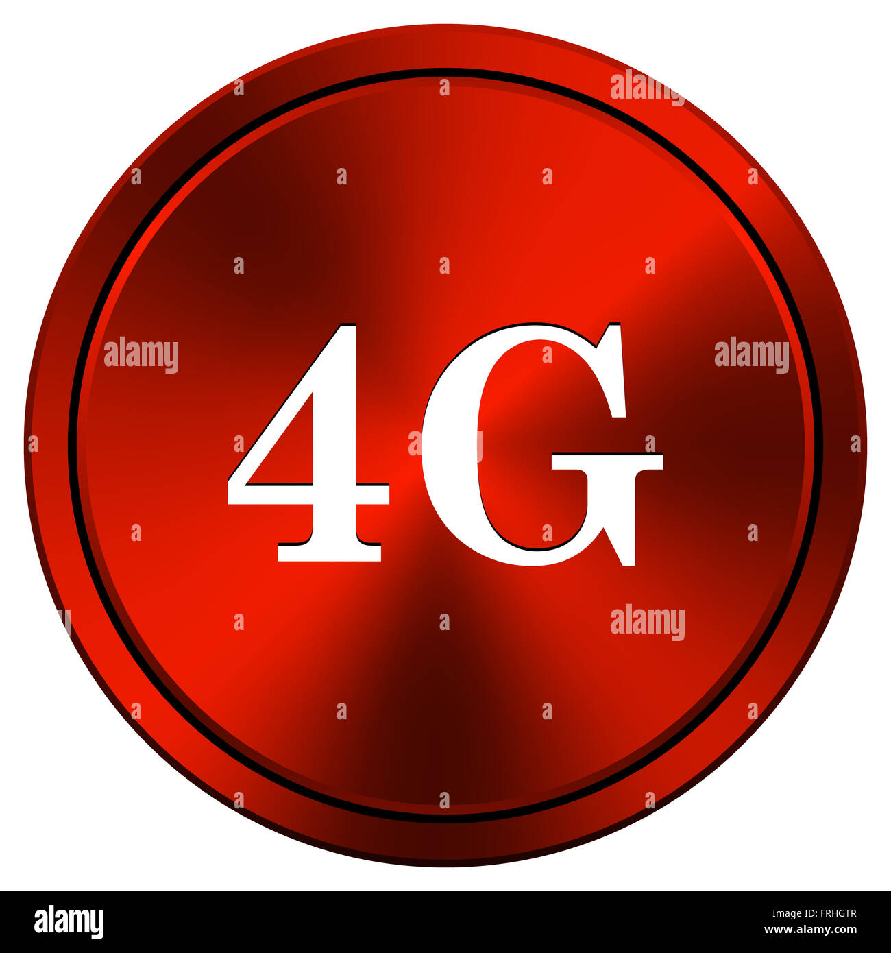 Red metallic round icon on white background Stock Photo - Alamy