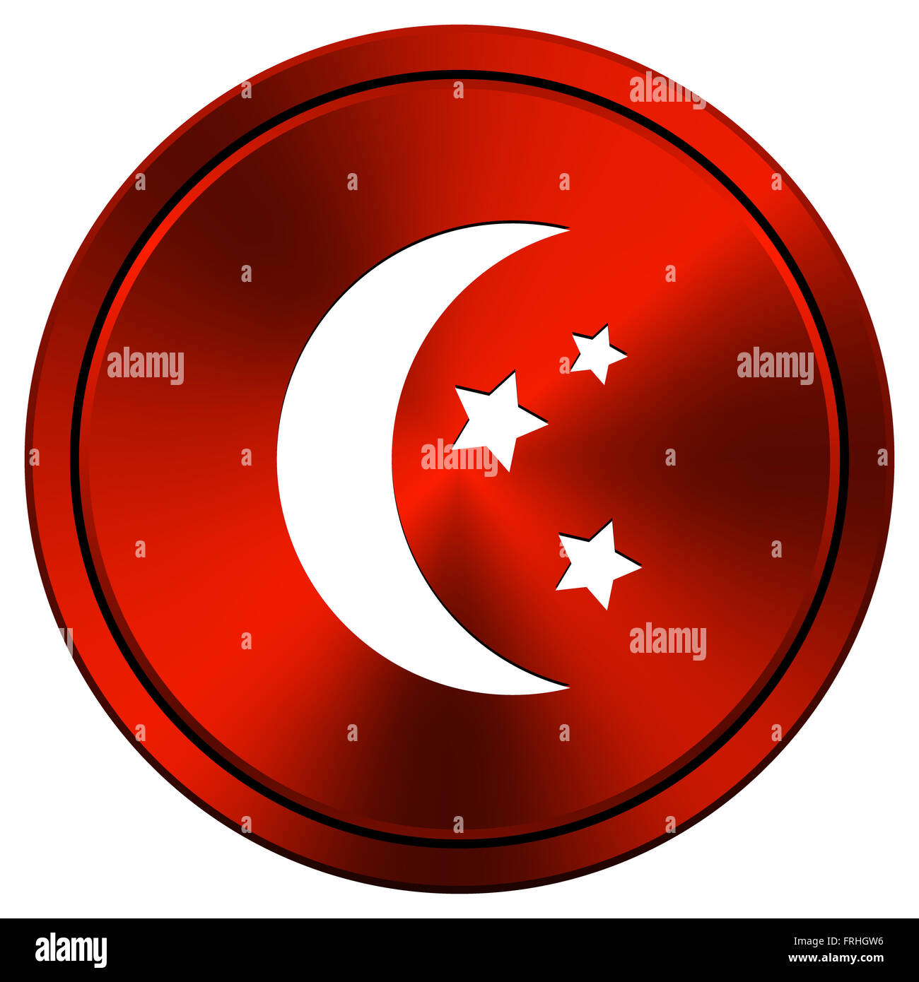 Red metallic round icon on white background Stock Photo - Alamy