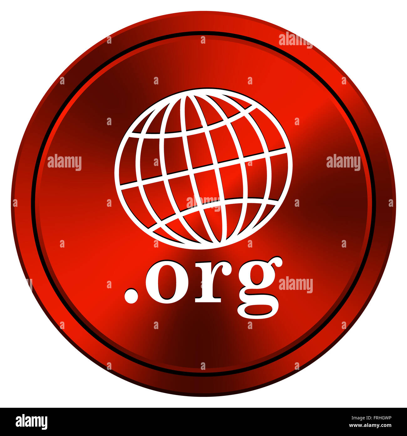 Red metallic round icon on white background Stock Photo - Alamy