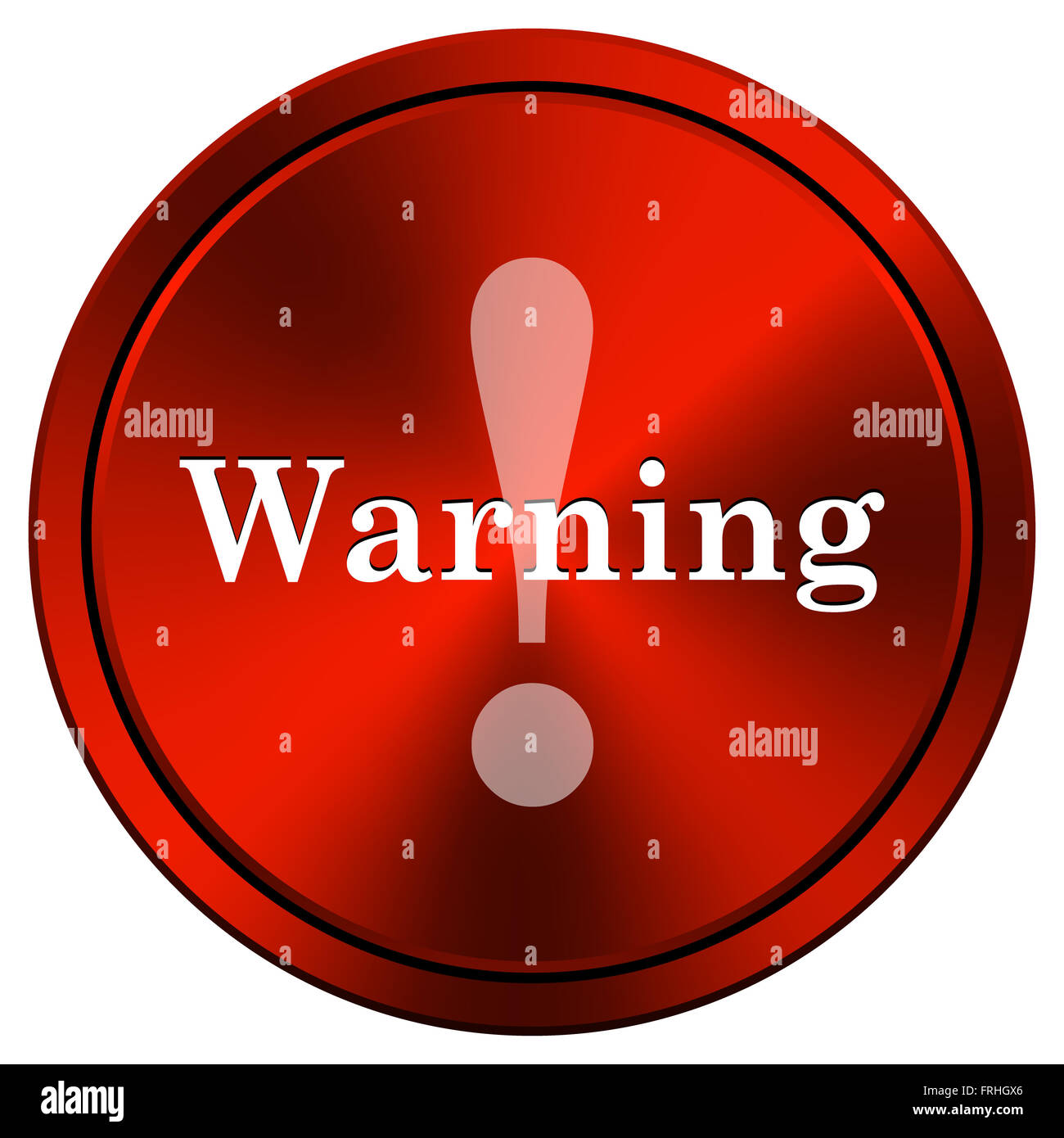 Red metallic round icon on white background Stock Photo - Alamy