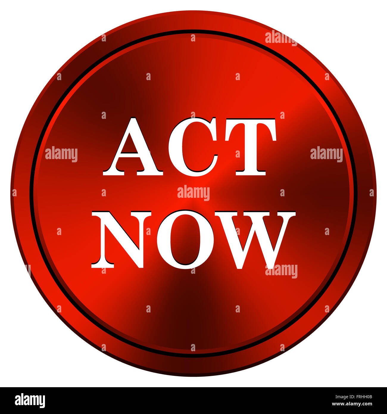 Red metallic round icon on white background Stock Photo - Alamy