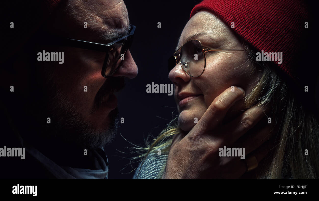Older man and woman kiss hi-res stock photography and images - Alamy