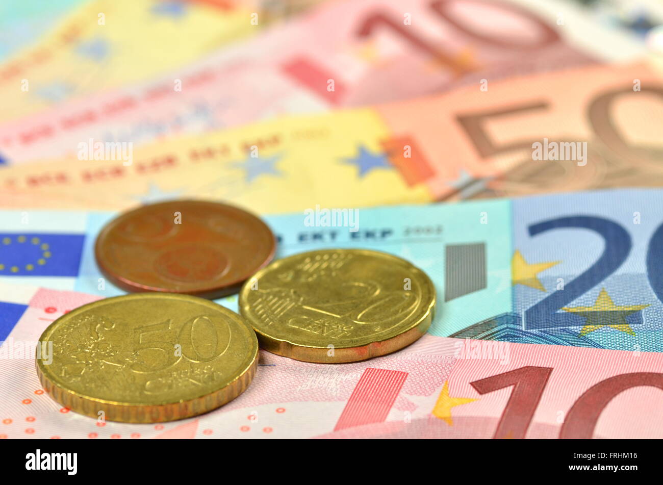 variety of euro banknotes Stock Photo