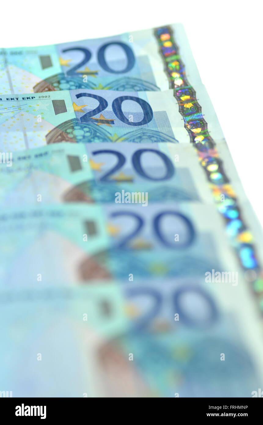 euro banknotes isolated on white background Stock Photo - Alamy