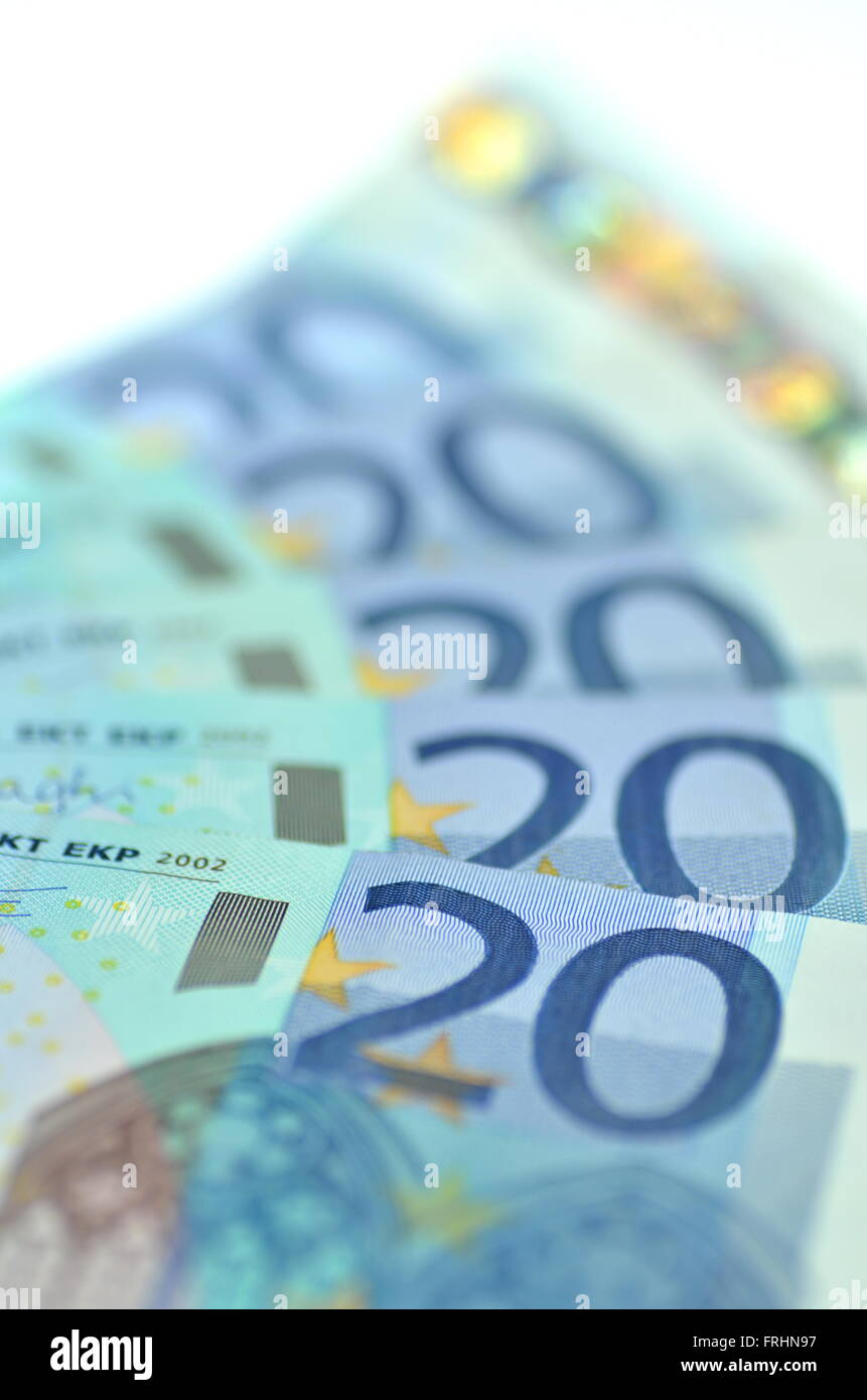 euro banknotes isolated on white background Stock Photo - Alamy