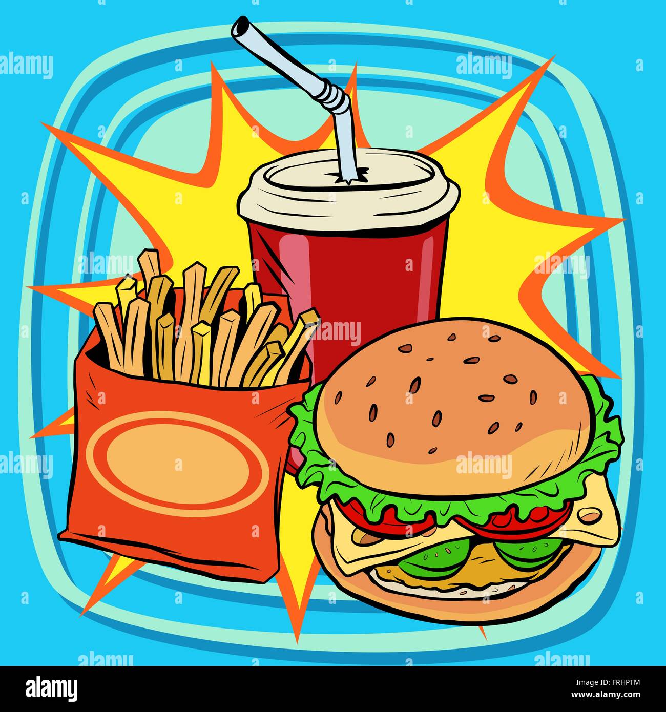 fast food fries burger drink cola Stock Vector Image & Art - Alamy
