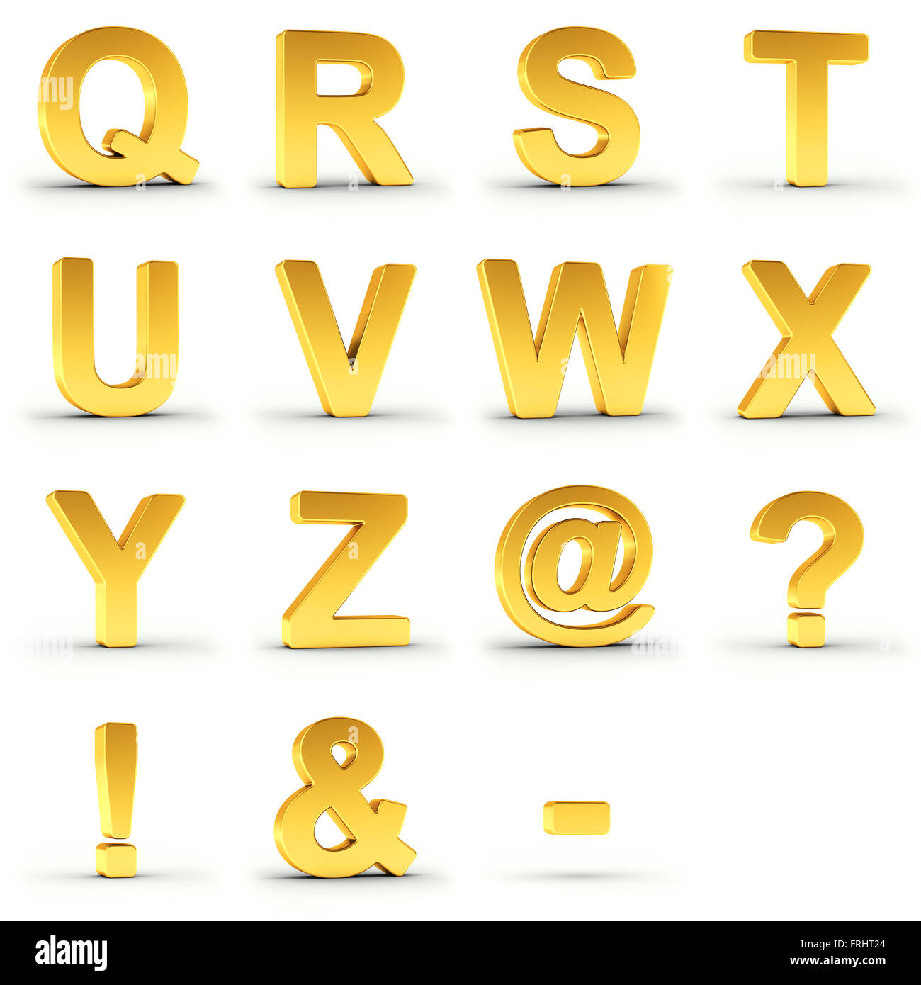 Set of golden alphabet from Q to Z Stock Photo