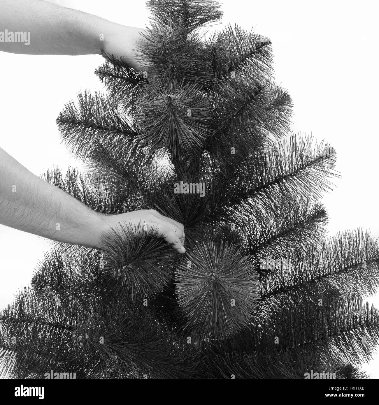 Building artificial Christmas trees Stock Photo Alamy
