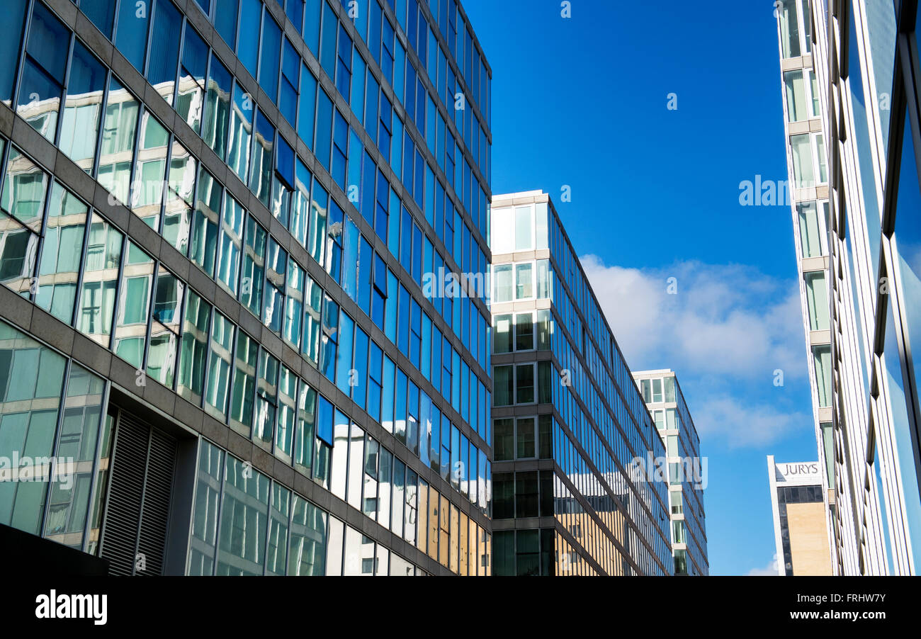 Milton Keynes office block glass windows abstract. Milton Keynes, Buckinghamshire, England Stock Photo