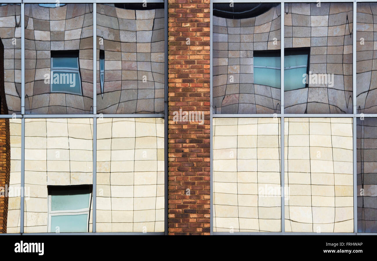Milton Keynes office block glass windows abstract. Milton Keynes, Buckinghamshire, England Stock