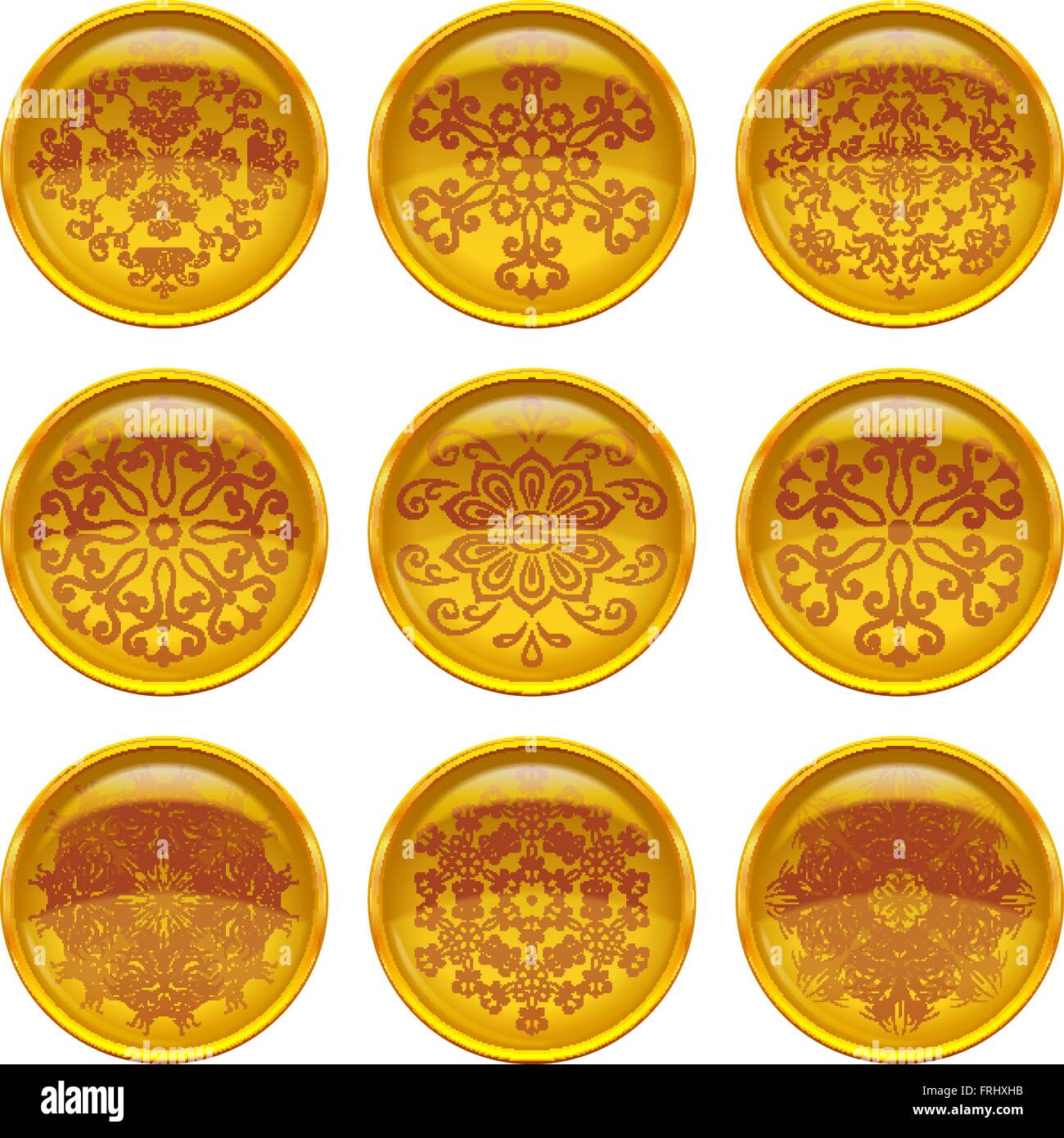 Set golden buttons with patterns Stock Vector Image & Art - Alamy