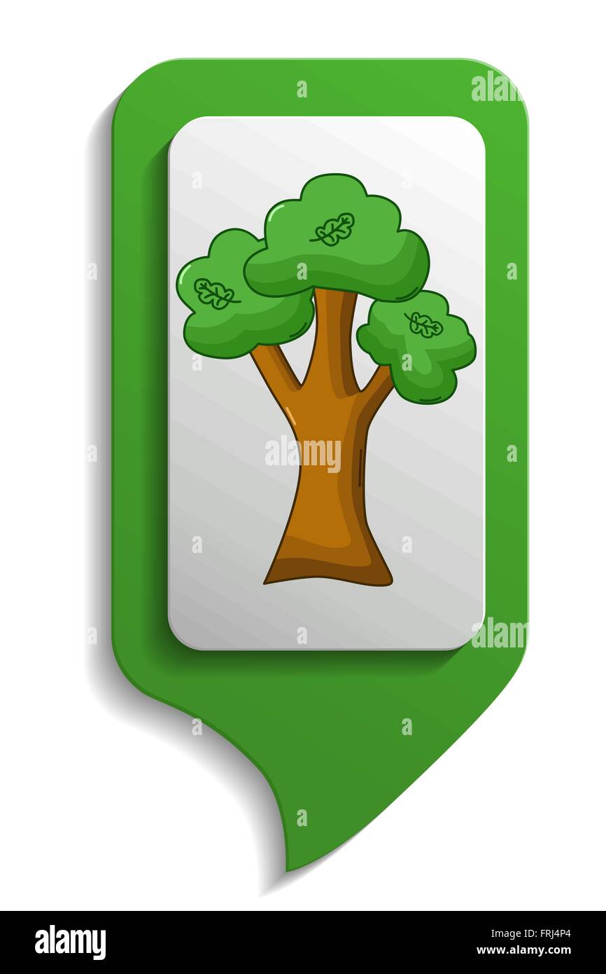 Oak tree map sign icon in cartoon style on white background Stock ...