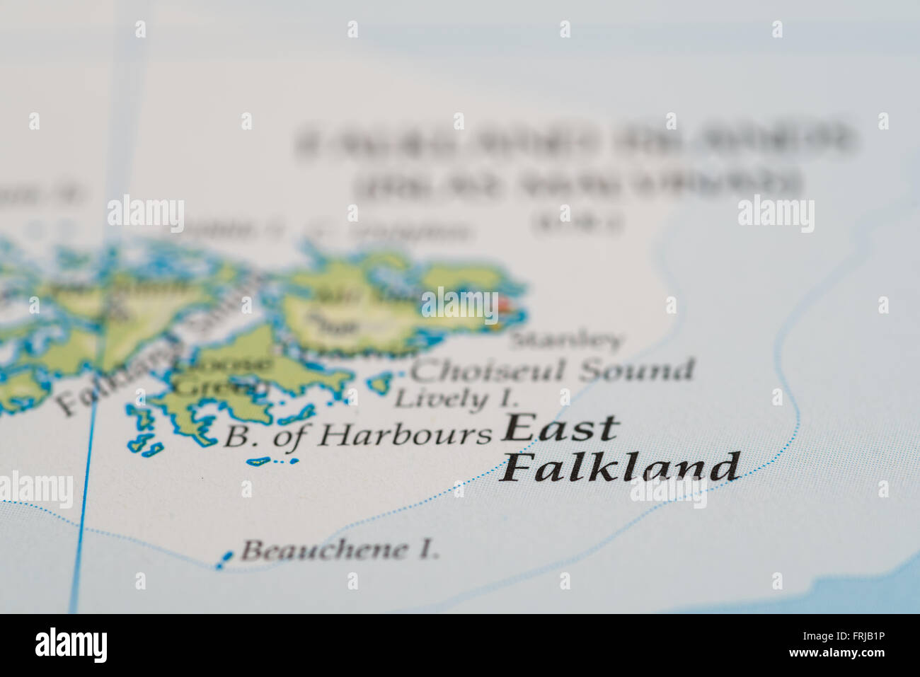Close up of a map of the Falkland Islands Stock Photo