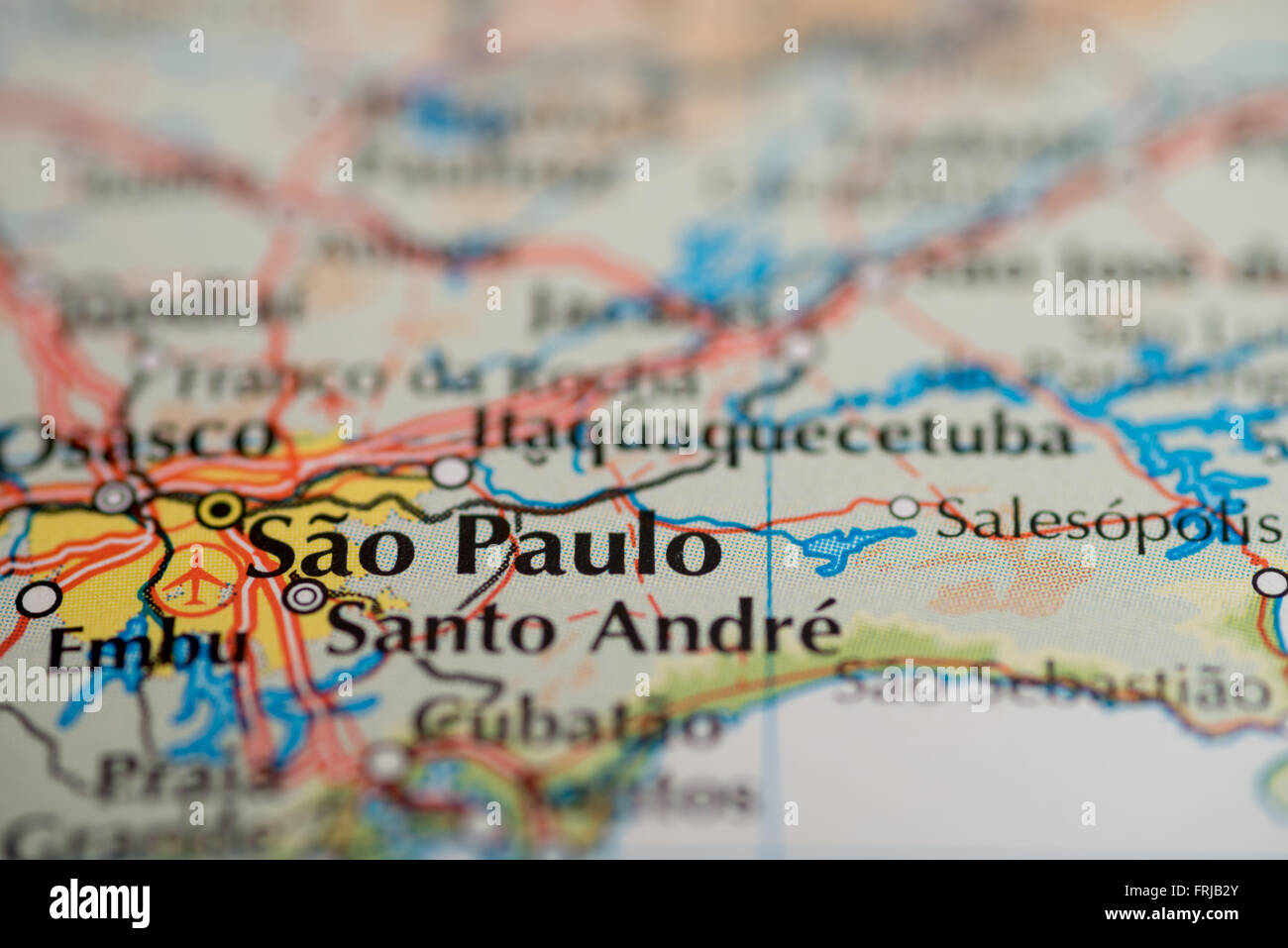 Close up of a map of Sao Paulo in Brasil Stock Photo