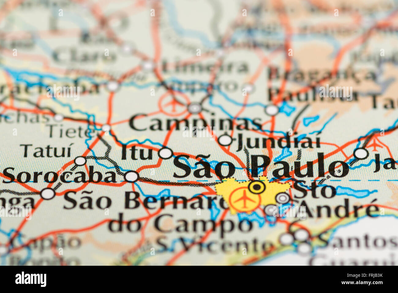Close up of a map of Sao Paulo in Brasil Stock Photo