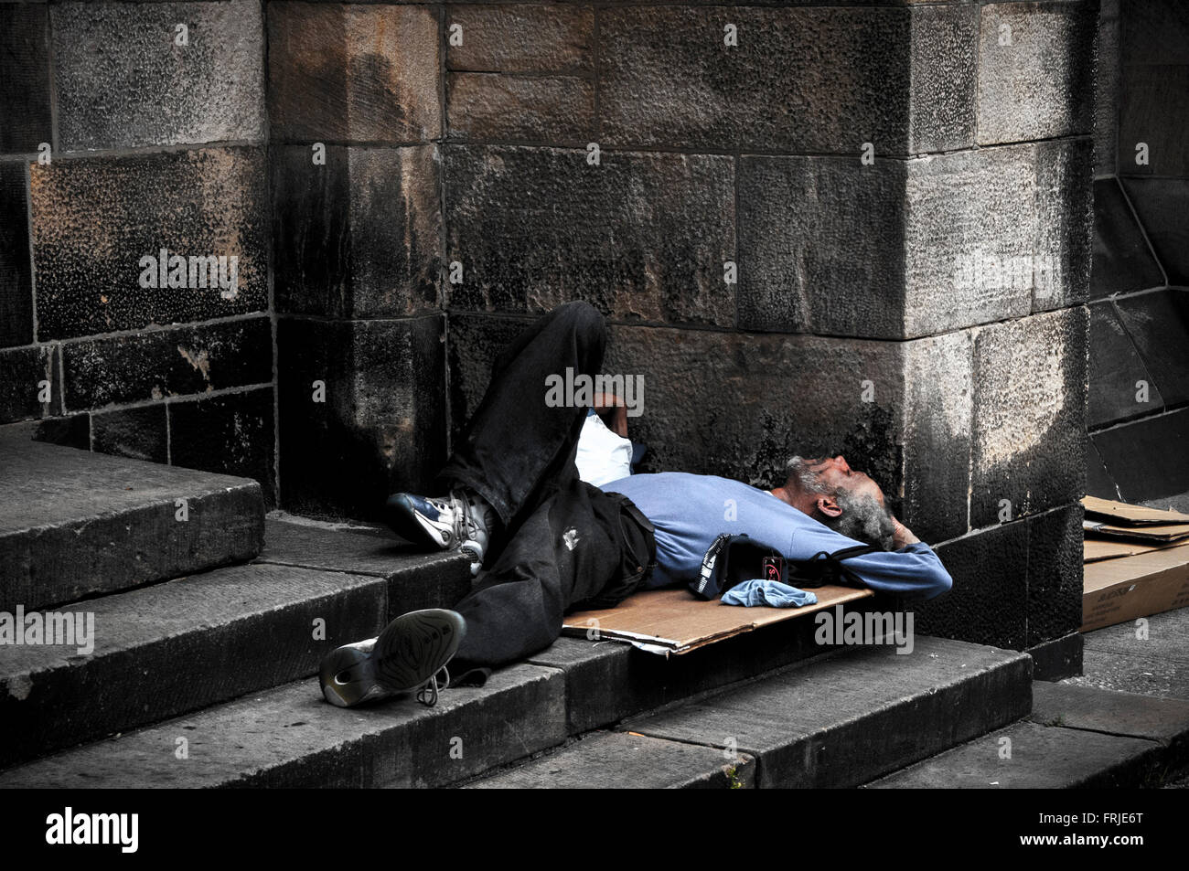 Homeless Man Sleeping On Steps New York City Usa Stock Photo Alamy