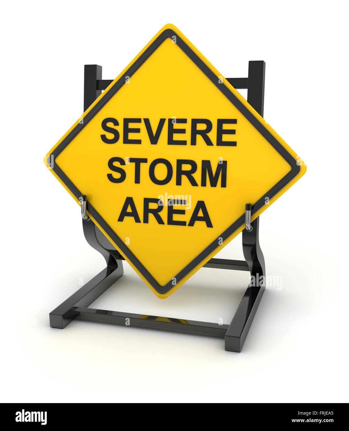 Road sign - severe storm area , This is a computer generated and 3d rendered picture. Stock Photo