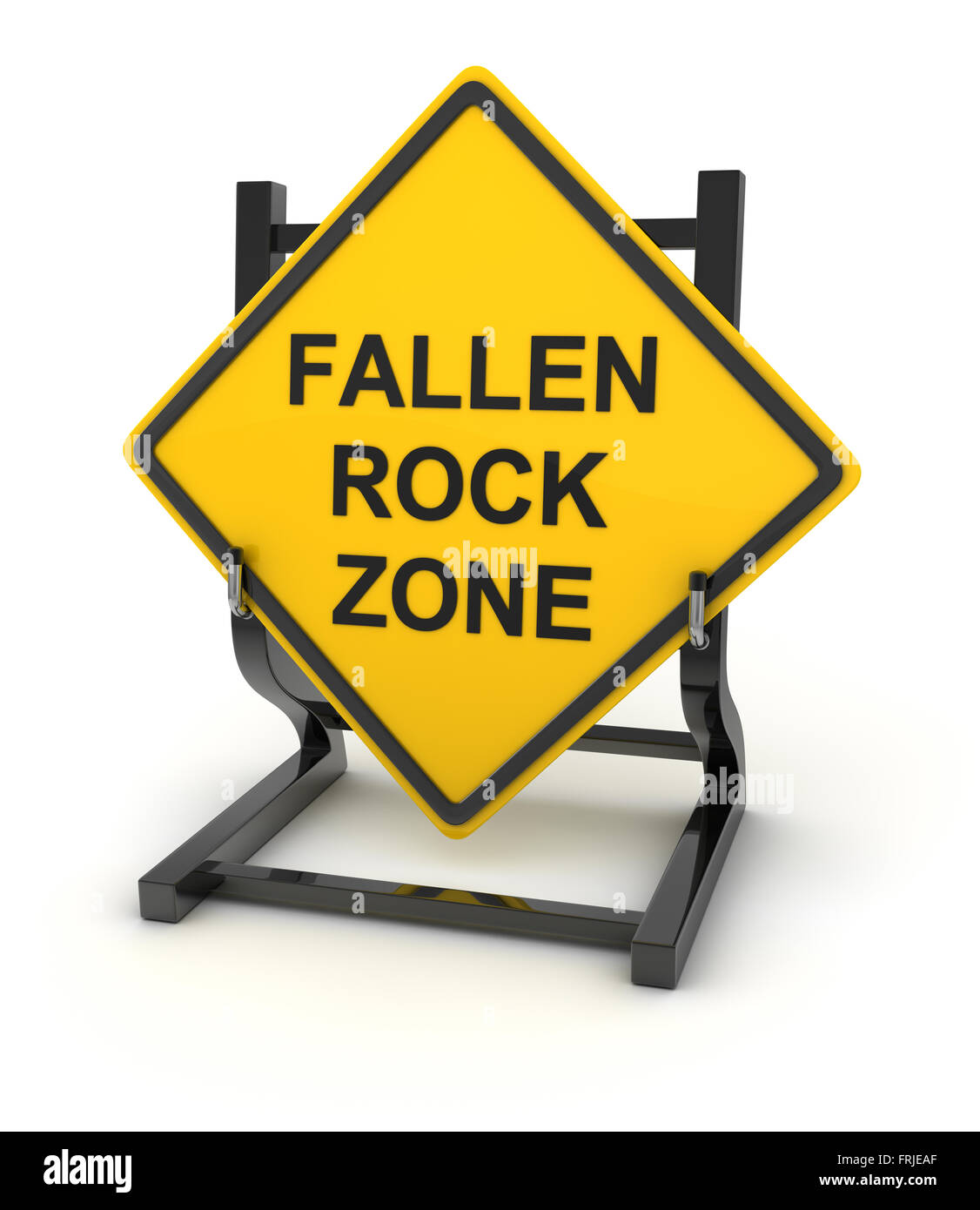 Road sign - fallen rock zone , This is a computer generated and 3d rendered picture. Stock Photo