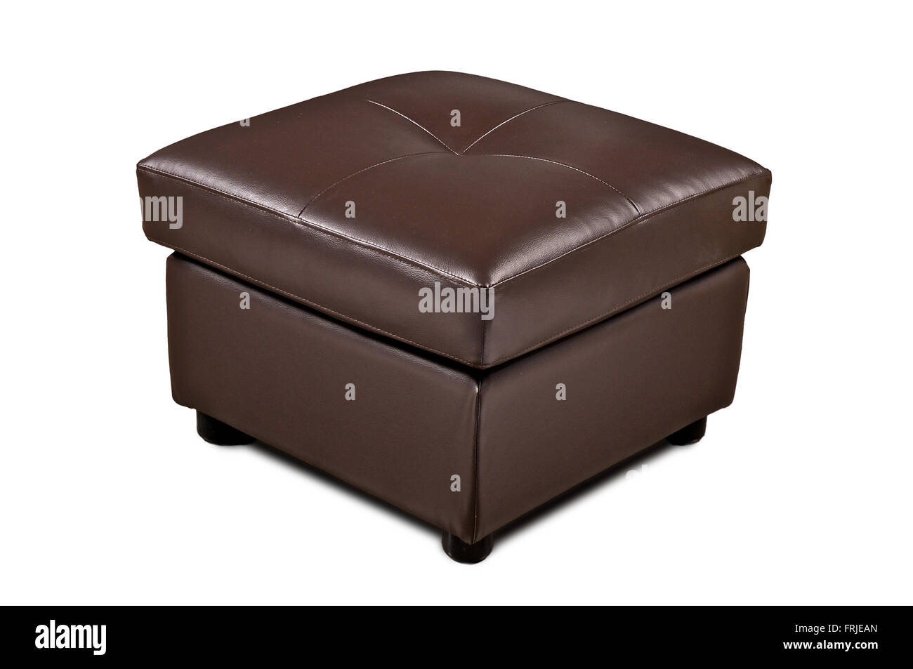 Brown leather stool on white background Stock Photo