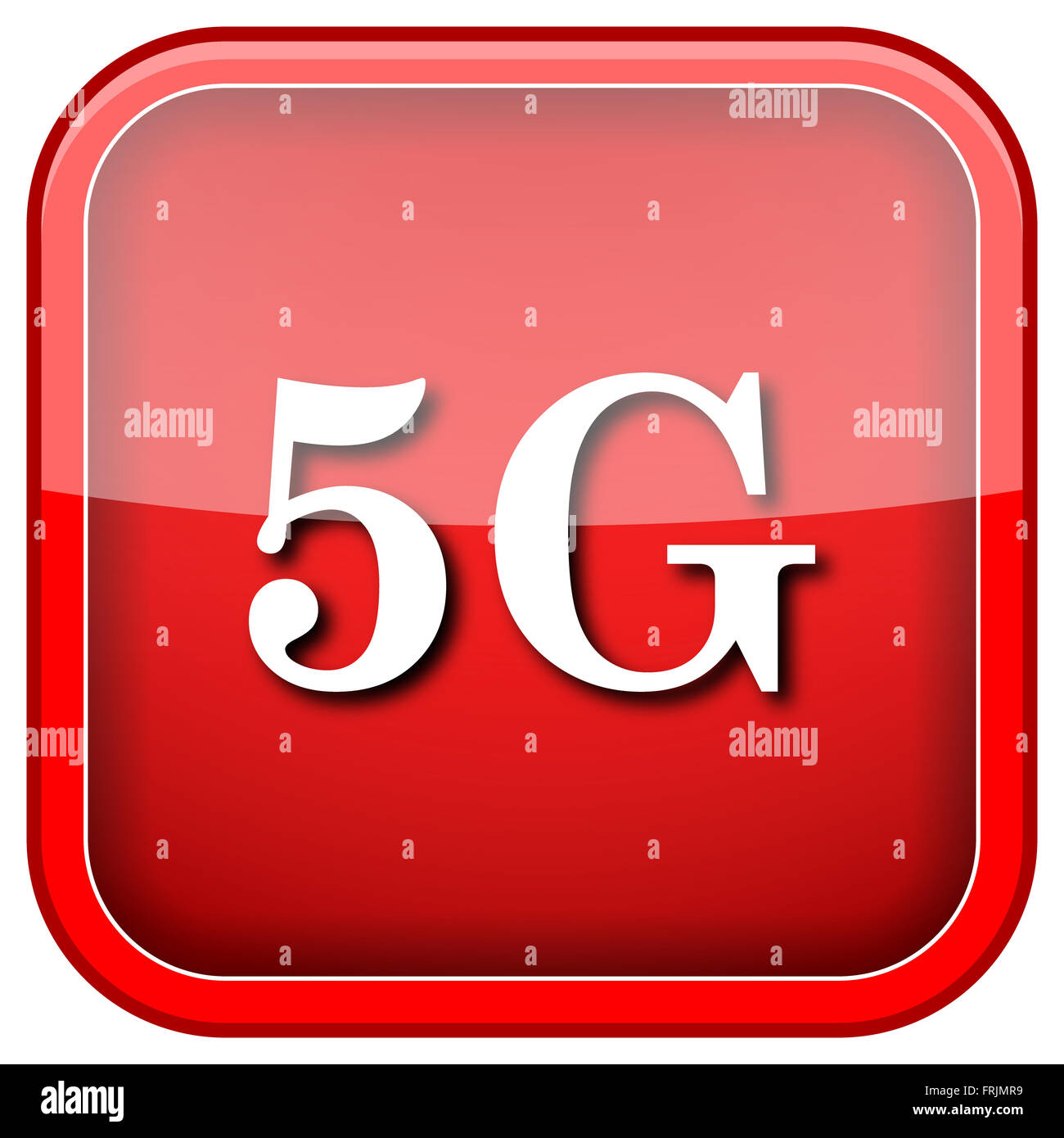 Red shiny glossy icon on white background Stock Photo - Alamy