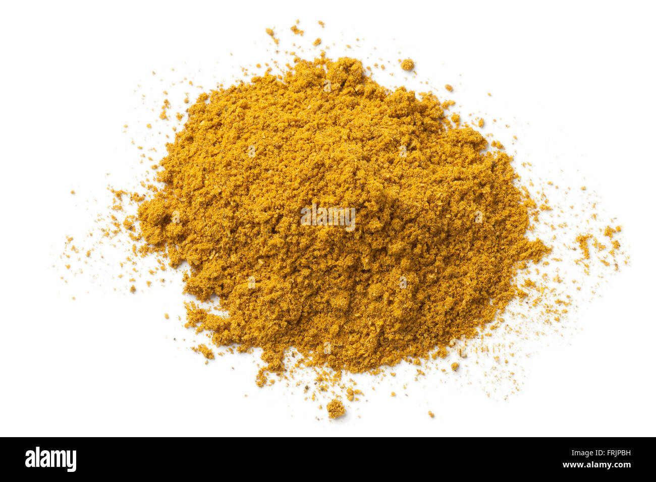 Heap of ground curry powder on white background Stock Photo