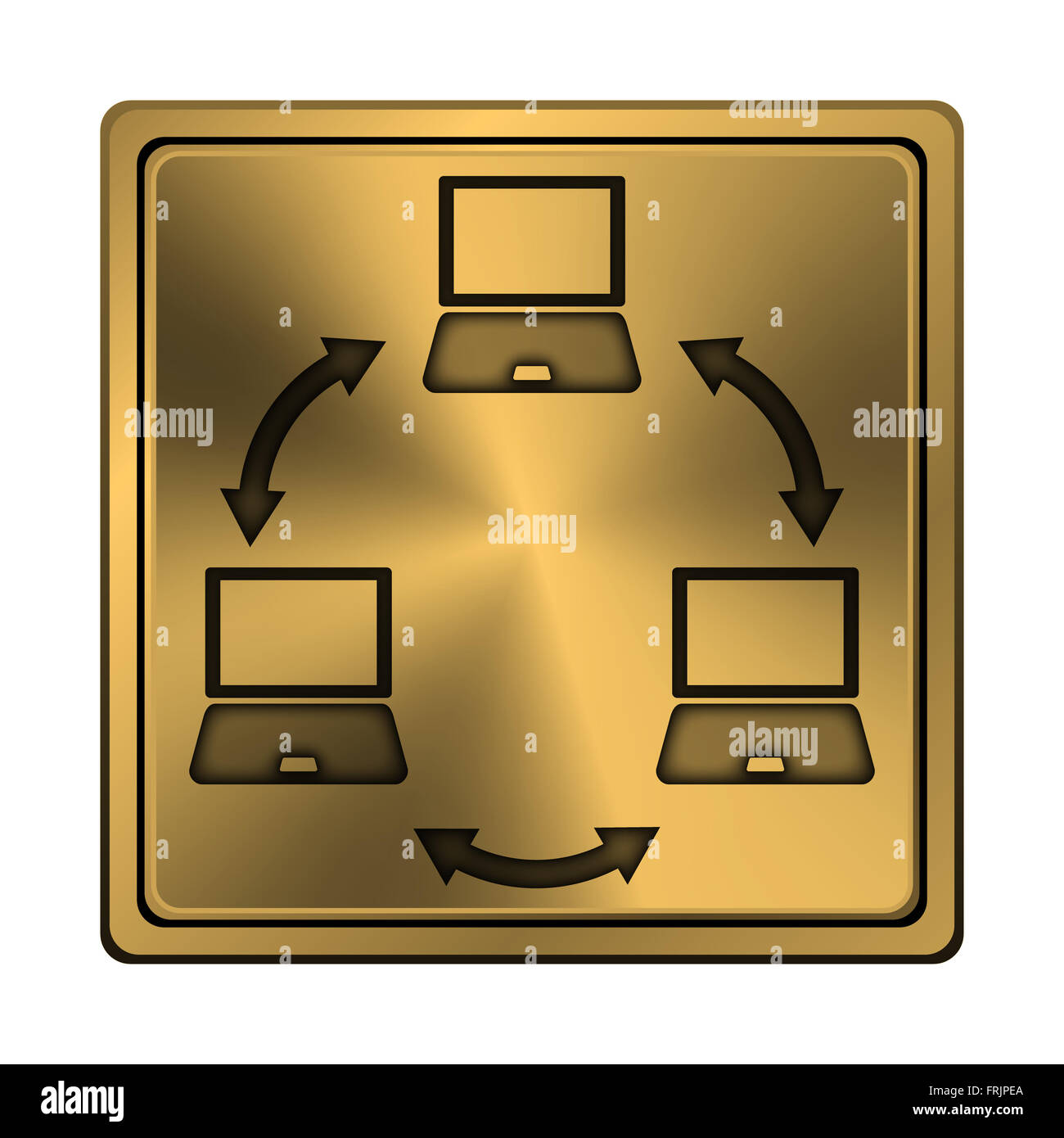 Square metallic icon with carved design on copper background Stock ...