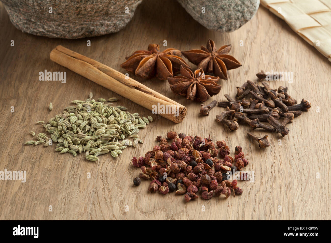Five spices to make chinese five-spice powder Stock Photo