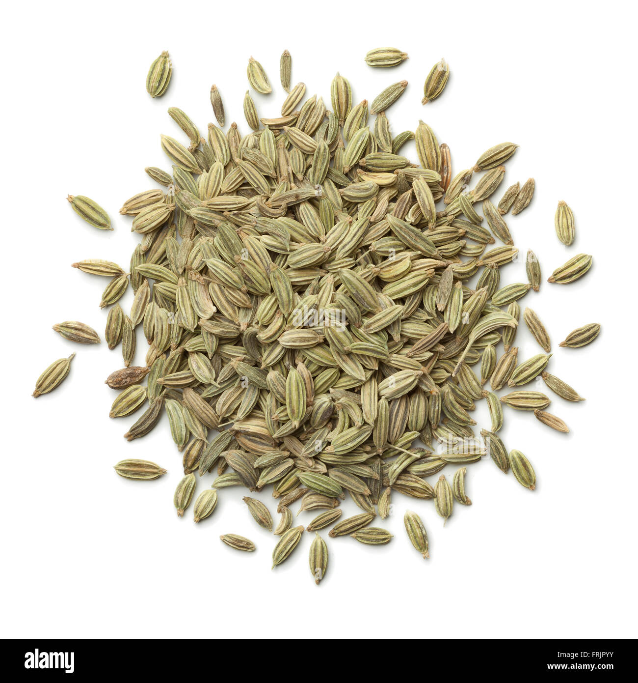 Heap of green fennel seeds on white background Stock Photo Alamy