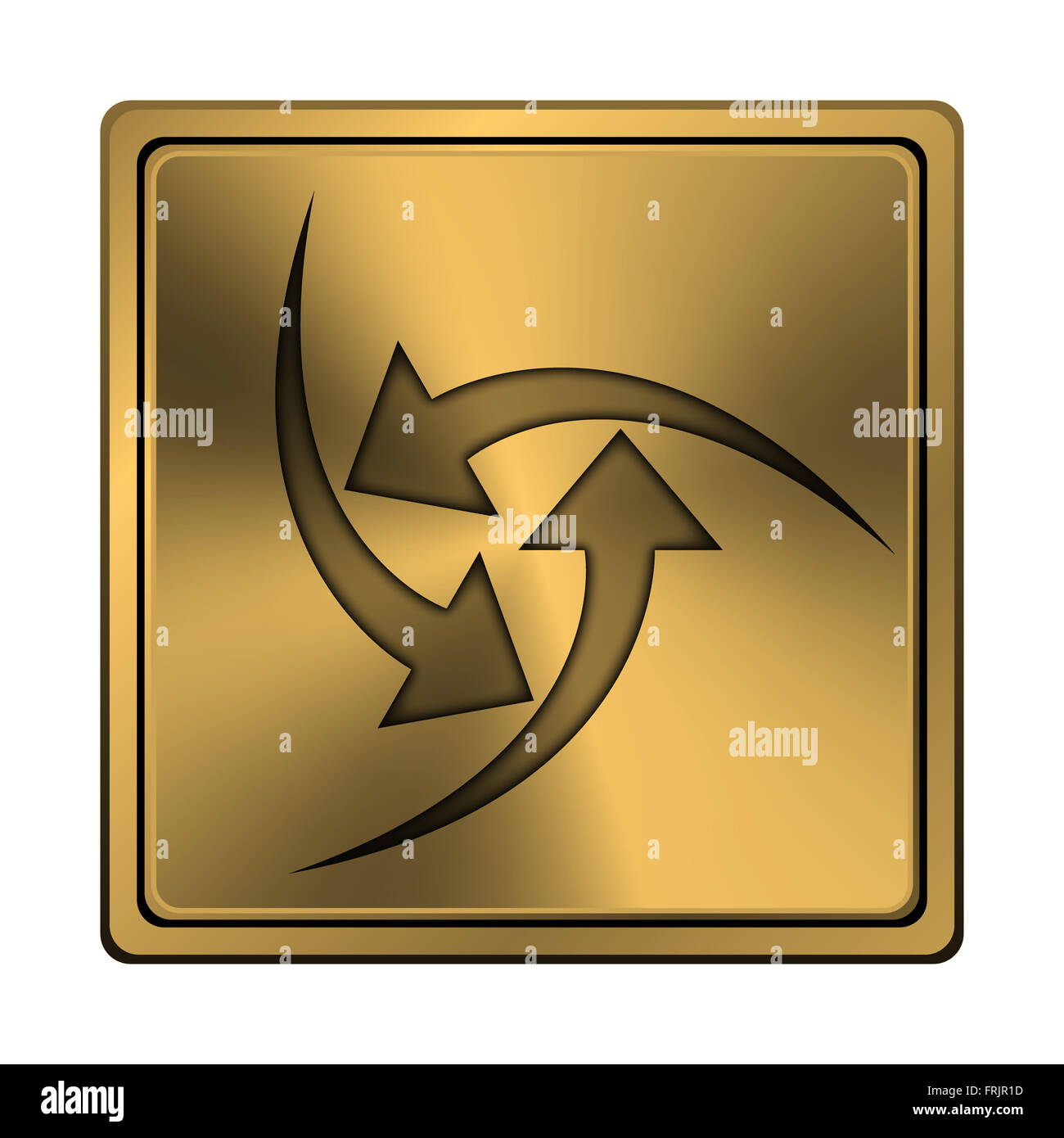 Square metallic icon with carved design on copper background Stock ...