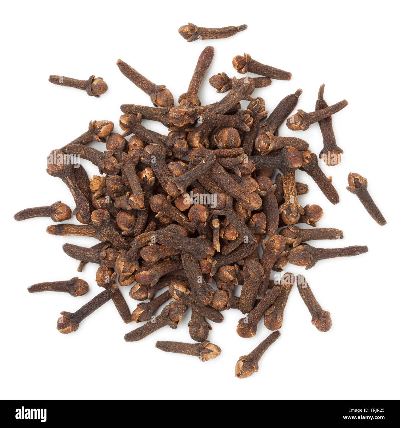 Heap of dried cloves on white background Stock Photo