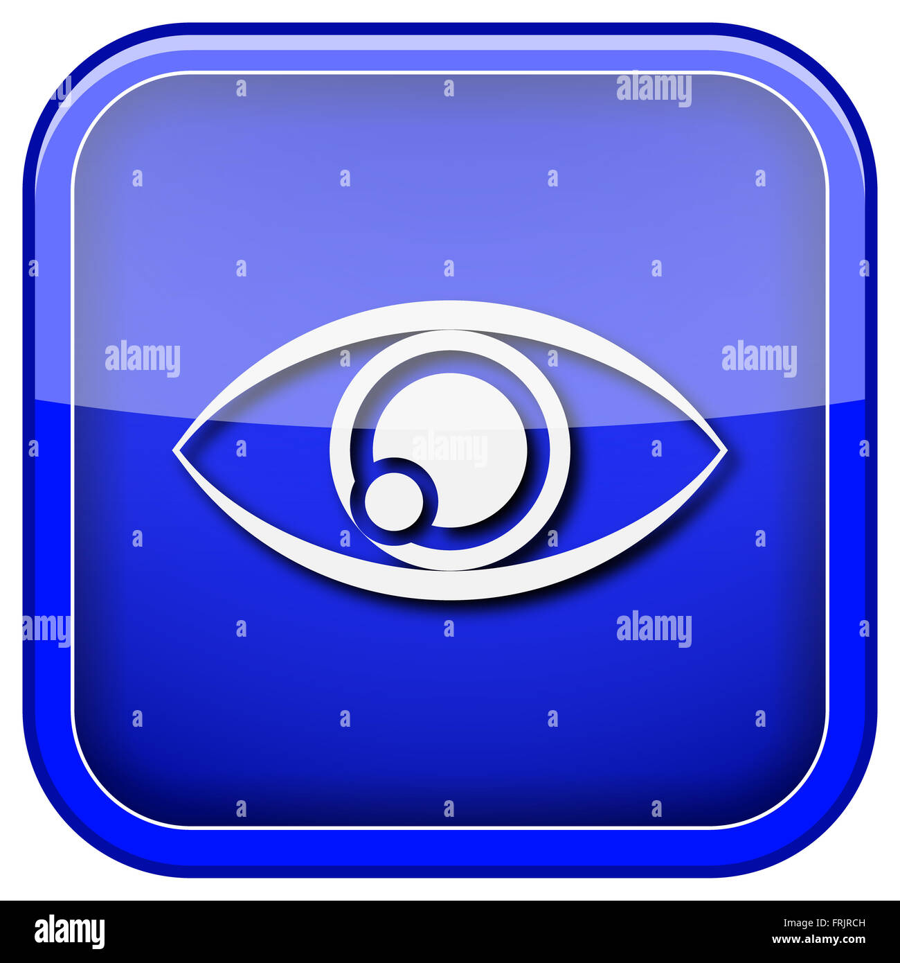 Square shiny icon with white design on blue background Stock Photo - Alamy