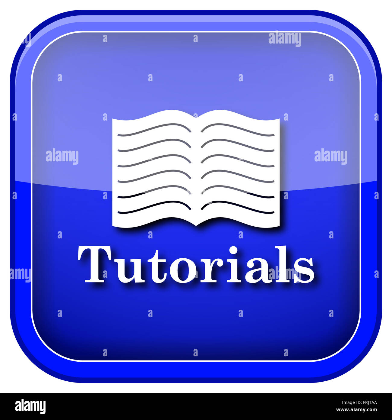 Blue shiny glossy icon on white background Stock Photo - Alamy